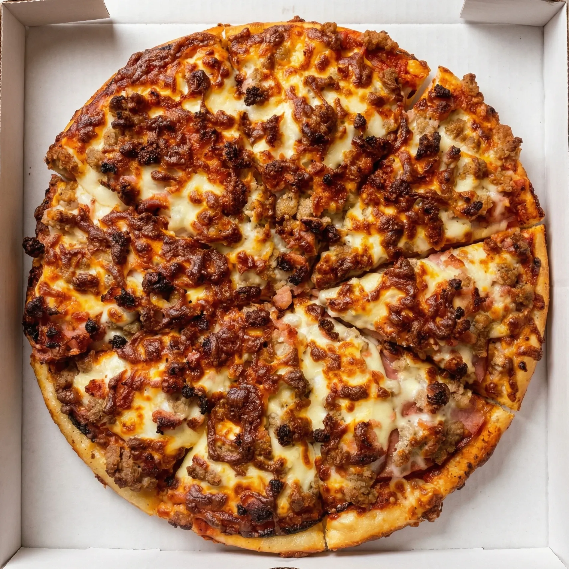 All Meat Pizza at Pappa's Family Restaurant Edmonton - Loaded with bacon, pepperoni, ham, beef and salami